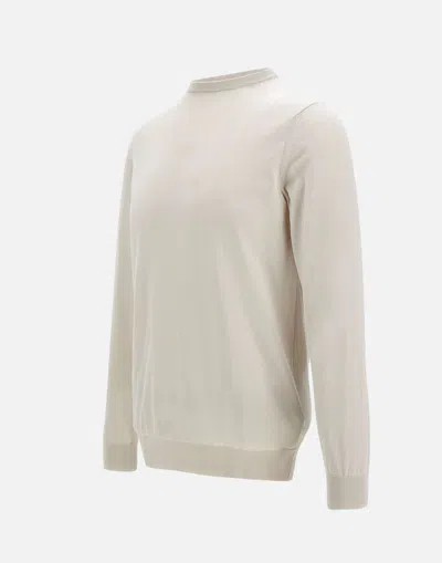 Eleventy Ribbed Sand Sweater With Tipping Detail In White