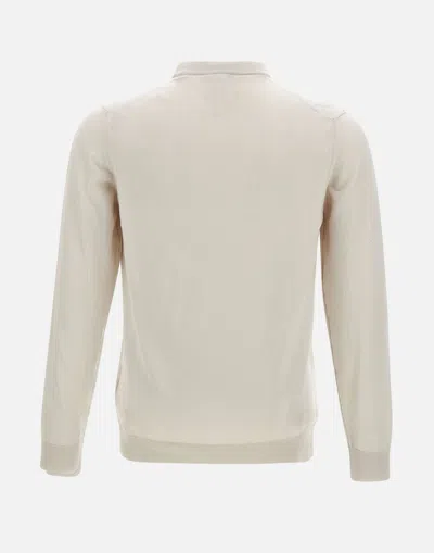 Eleventy Ribbed Sand Sweater With Tipping Detail In White