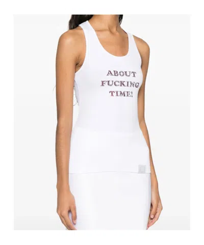 Stella Mccartney Ribbed Sleeveless Tank Top With Text In White