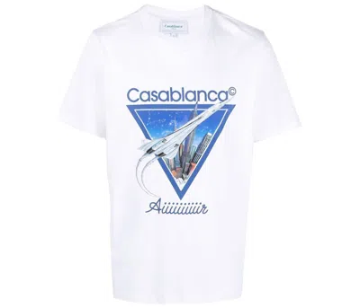 Pre-owned Casablanca Men's  Aiiiiir Print Organic Cotton T-shirt In White