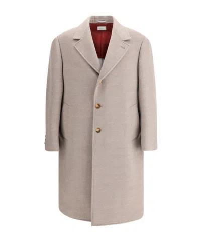 Brunello Cucinelli Wool Coat In Neutral