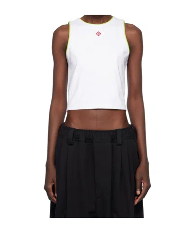 Casablanca White Pima Cotton Tank Top In White