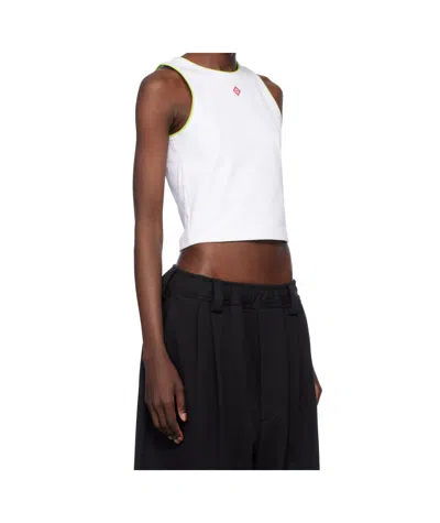 Casablanca White Pima Cotton Tank Top In White