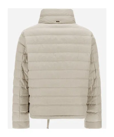 Herno Zipper Long Sleeve Down Jacket In Neutral