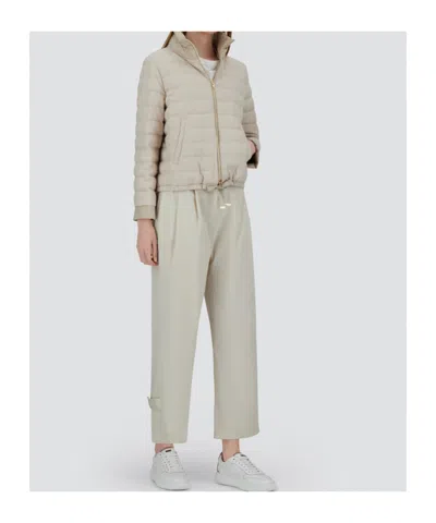Herno Zipper Long Sleeve Down Jacket In Neutral