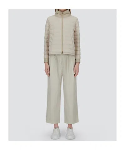 Herno Zipper Long Sleeve Down Jacket In Neutral