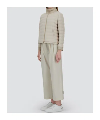 Herno Zipper Long Sleeve Down Jacket In Neutral