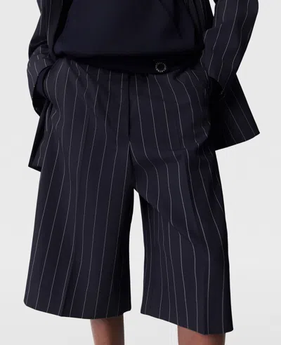 Stella Mccartney Tailored Pinstripe Wool Shorts In Black