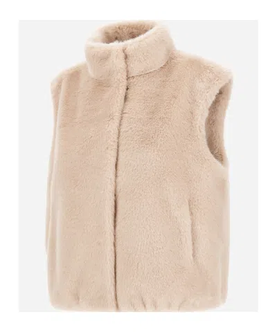 Herno Faux-fur Sleeveless Vest In Neutral