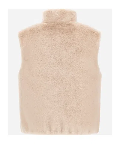 Herno Faux-fur Sleeveless Vest In Neutral