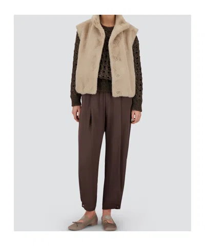 Herno Faux-fur Sleeveless Vest In Neutral