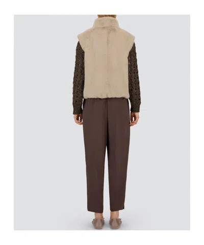 Herno Faux-fur Sleeveless Vest In Neutral