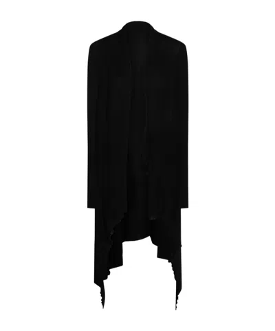 Rick Owens Asymmetric Drape Coat In Black