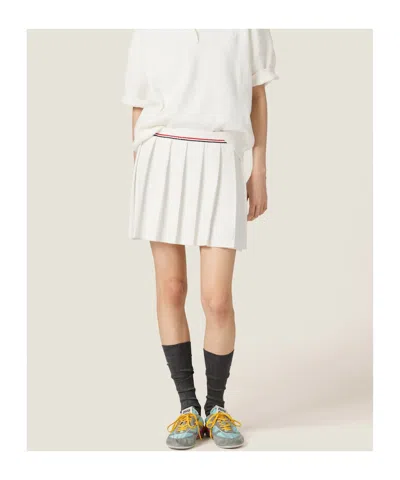Miu Miu Cotton-blend Pleated Skirt