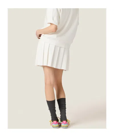 Miu Miu Cotton-blend Pleated Skirt