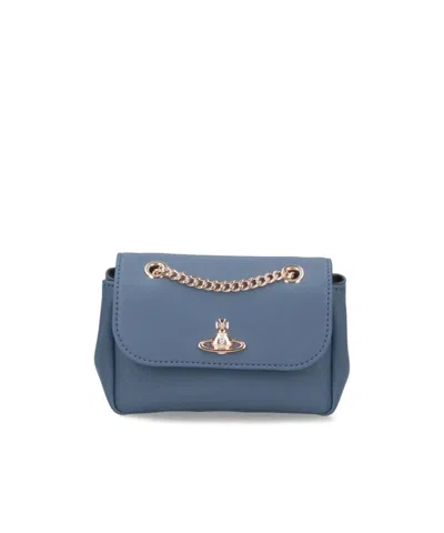 Vivienne Westwood Orb Plaque Foldover Top Shoulder Bag In Blue