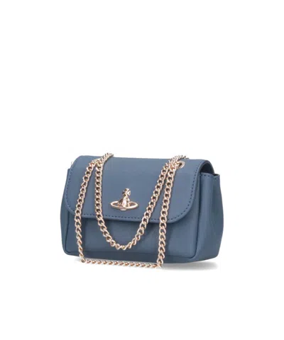 Vivienne Westwood Orb Plaque Foldover Top Shoulder Bag In Blue