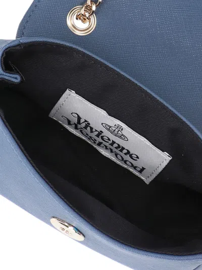 Vivienne Westwood Orb Plaque Foldover Top Shoulder Bag In Blue