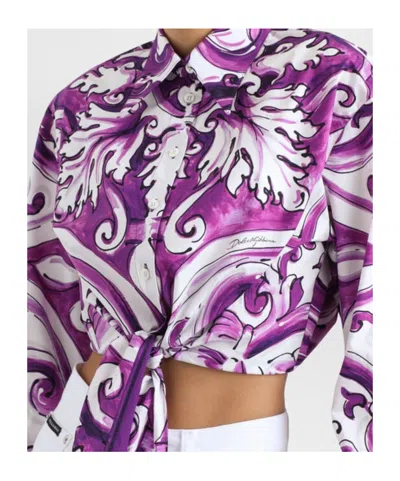 Dolce & Gabbana Graphic-print Cotton Shirt In Purple
