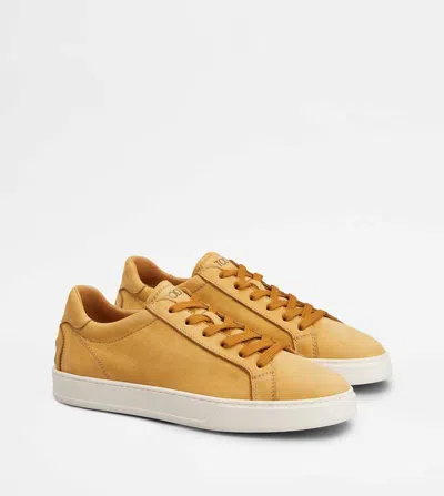 Tod's Low Top Round Toe Rubber Sole Sneakers In Orange