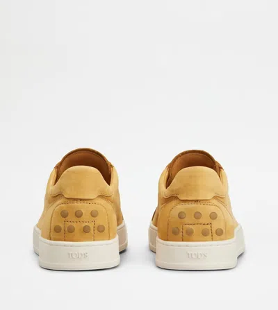 Tod's Low Top Round Toe Rubber Sole Sneakers In Orange