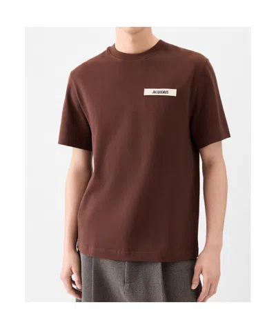 Jacquemus Gros Grain Cotton Crew-neck T-shirt In Brown