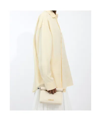 Jacquemus Womens Light Ivory La Petite Pochette Rond Leather Clutch Bag