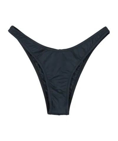 Reina Olga Brigitte Mid Rise Bikini Bottom With Adjustable Straps In Black
