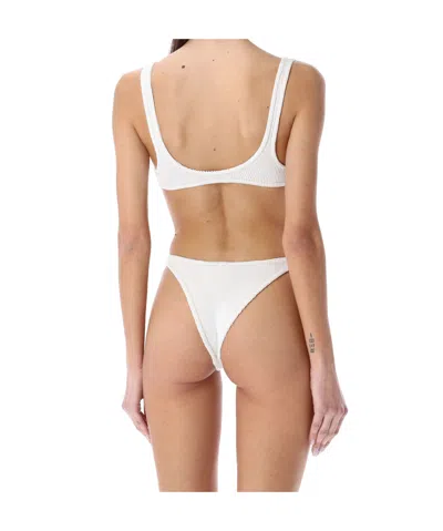 Reina Olga Crinkle Cut-out Scoop Neck Swimsuit In White