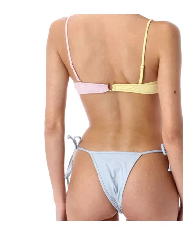 Reina Olga Adjustable Straps Color-block Tie-side Bikini In Pink