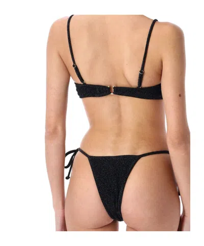 Reina Olga Glitter Finish Underwire Demi Cup Bikini Top In Black