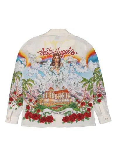 Casablanca Cuban Collar Graphic Print Long Sleeve Shirt In Multi