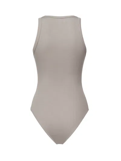Alaïa Sculpting Rib Jersey Bodysuit In Gray