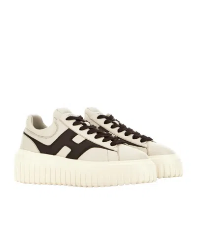 Hogan Beige Sneakers With Chunky Ridged Sole