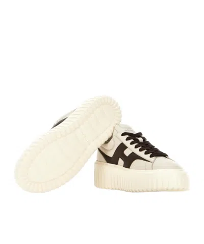 Hogan Beige Sneakers With Chunky Ridged Sole