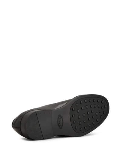 Tod's Polished Leather Lace-up Shoes With Rounded Toe In Black