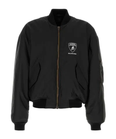 Balenciaga Nylon Lamborghini Bomber Jacket In Black