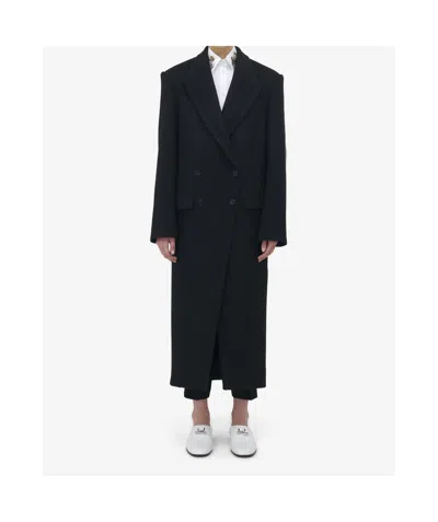 Alexander Mcqueen Women's Double-breasted Wool Felt Coat In Black