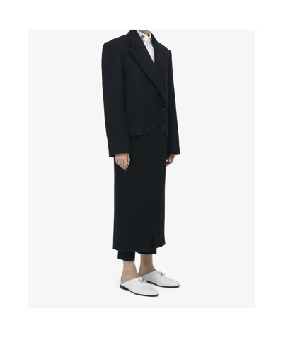 Alexander Mcqueen Women's Double-breasted Wool Felt Coat In Black