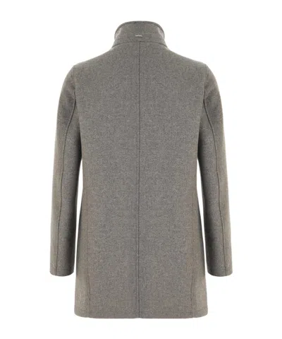 Herno Padded Coat With Front Pockets And High Collar In Gray