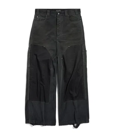 Balenciaga Baggy Ripped Off Denim Pants In Black