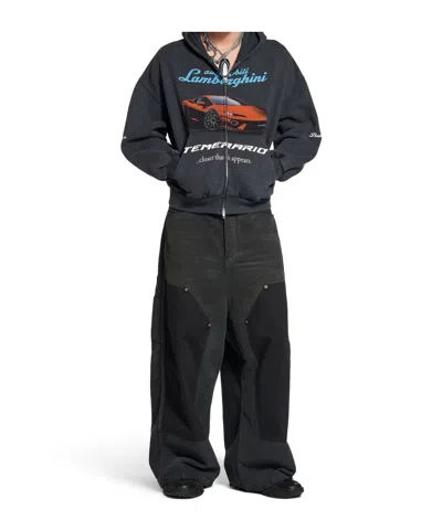 Balenciaga Baggy Ripped Off Denim Pants In Black