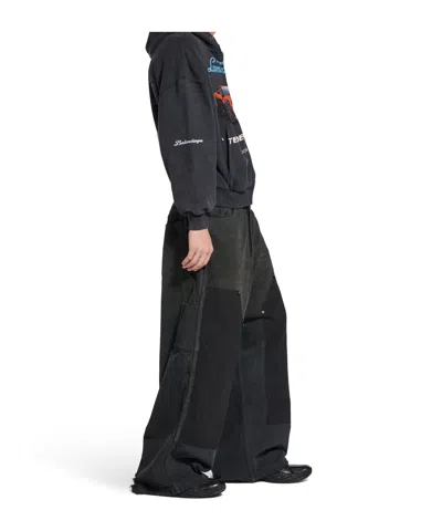 Balenciaga Baggy Ripped Off Denim Pants In Black