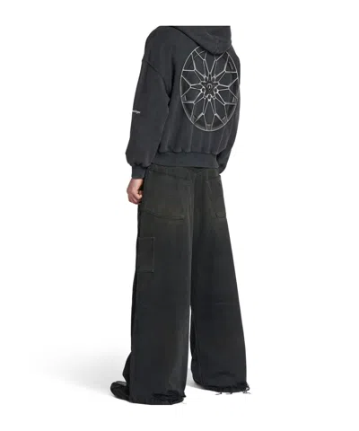 Balenciaga Baggy Ripped Off Denim Pants In Black