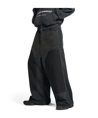 Balenciaga Baggy Ripped Off Denim Pants In Black