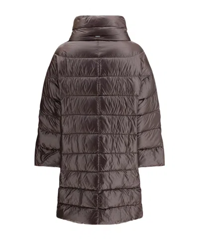 Herno Zippered Quilted Down Jacket In Brown