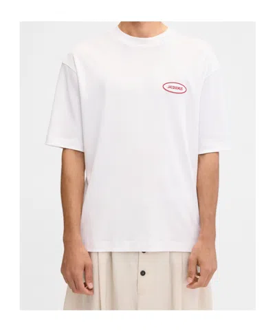 Jacquemus Mens Station Patch White Stazione Brand-patch Cotton-jersey T-shirt In White