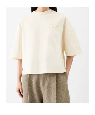 Jacquemus Beige Crewneck Logo T-shirt In Neutral