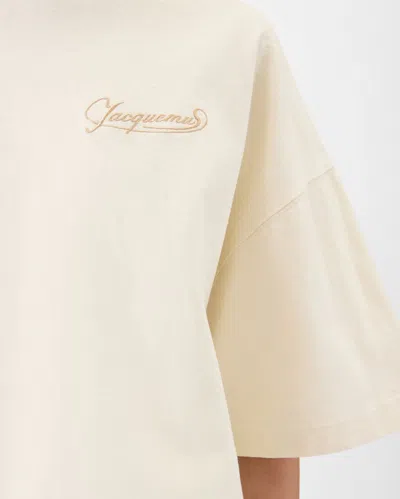 Jacquemus Beige Crewneck Logo T-shirt In Neutral