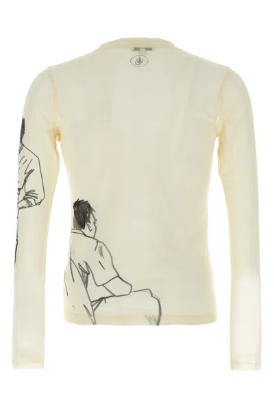 Jw Anderson Sheer Crew Neck Illustrated Long Sleeve T-shirt In Neutral